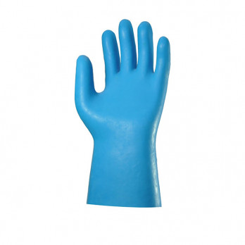 Par de guantes azules de látex forrado de algodón talla S