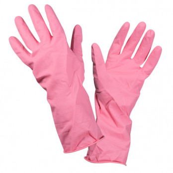 Par de guantes rosas de látex natural
