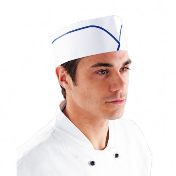 Gorra blanca ajustable con ribetes azules