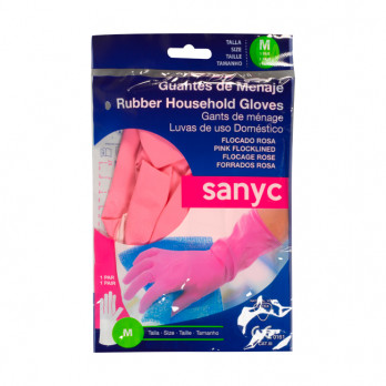 Par de guantes de látex natural rosa talla M