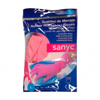 Par de guantes de látex natural rosa, talla L