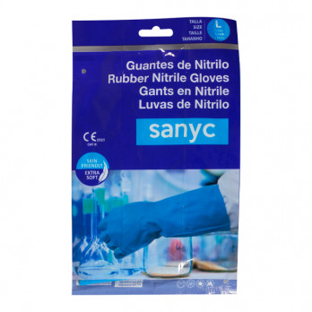 Par de guantes de nitrilo azul, talla L