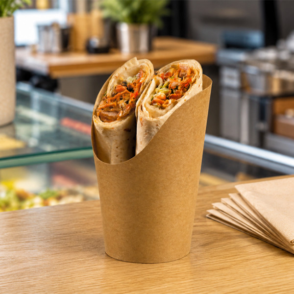 Envase de cartón marrón para 2 wraps
