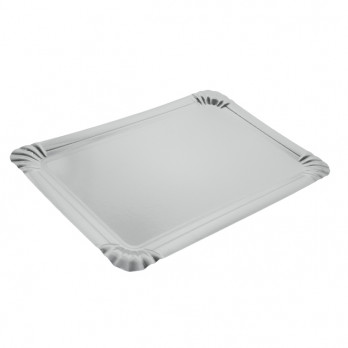 Bandeja de cartón plateada para catering, 28 x 42 cm