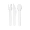 Cuchillo, tenedor y cuchara ecológicos desechables, fabricados con fibras vegetales compostables