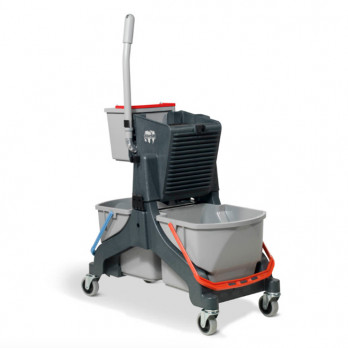 Carro de lavado compacto con prensa - 2 cubos de 16 L + 1 cubo de 5 L