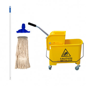 Kit carro de lavado con prensa Puma 20 L + escoba Faubert