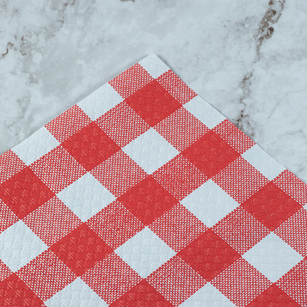 Mantel individual de papel de cuadros rojos y blancos para restaurantes