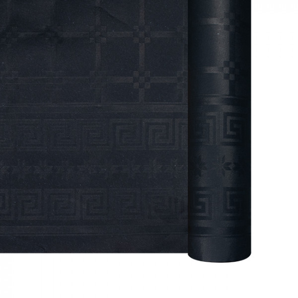 Mantel de papel damasco negro en rollo 1,18 x 25 m