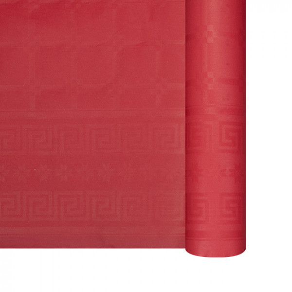 Mantel de papel damasco rojo en rollo 1,18 x 25 m