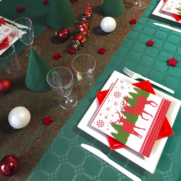 Rollo de manteles de papel verde abeto baratos