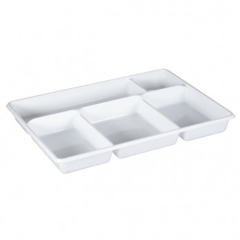 Bandeja de plástico blanca 29 x 22,4 cm - 5 compartimentos