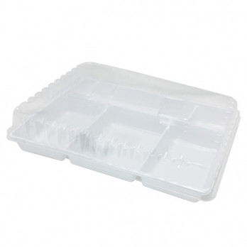 Bandeja de plástico blanca 29 x 22,4 cm - 5 compartimentos