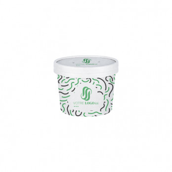 Olla sopera de cartón personalizada con tapa 12 Oz - Impresión en hasta 4 colores