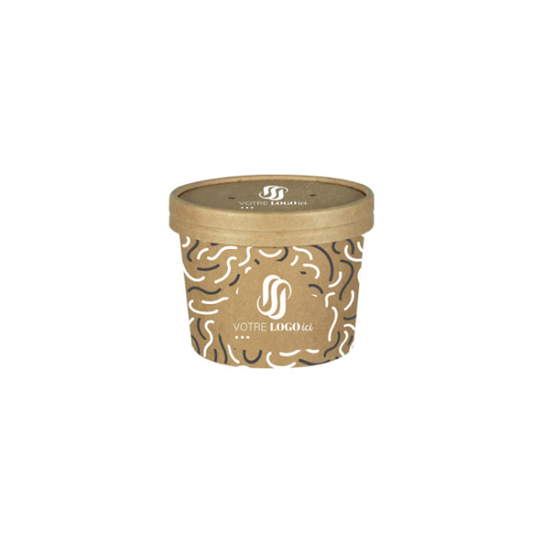 Olla sopera de cartón personalizada con tapa 12 Oz - Impresión en hasta 4 colores