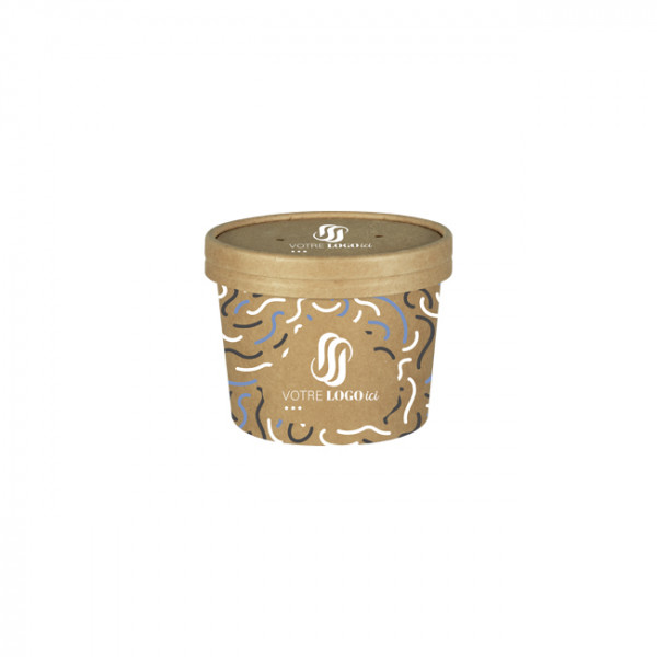 Olla sopera de cartón personalizada con tapa 12 Oz - Impresión en hasta 4 colores