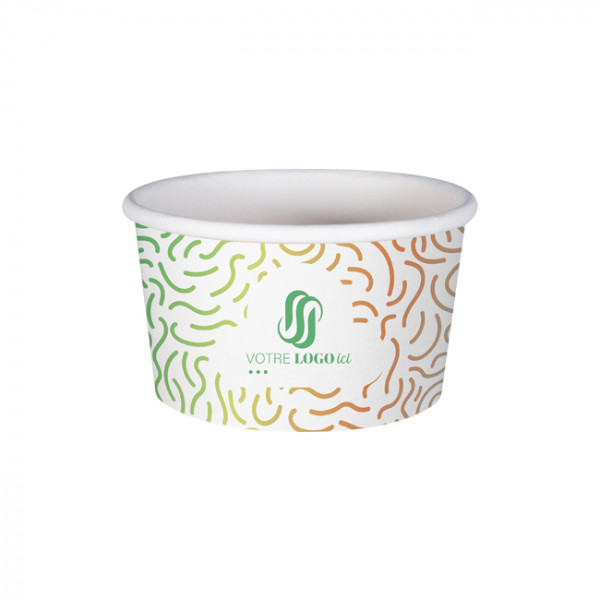 Tarrina de helado 8 Oz 100% cartón 0% plástico personalizada - Impresión digital sin límite de colores