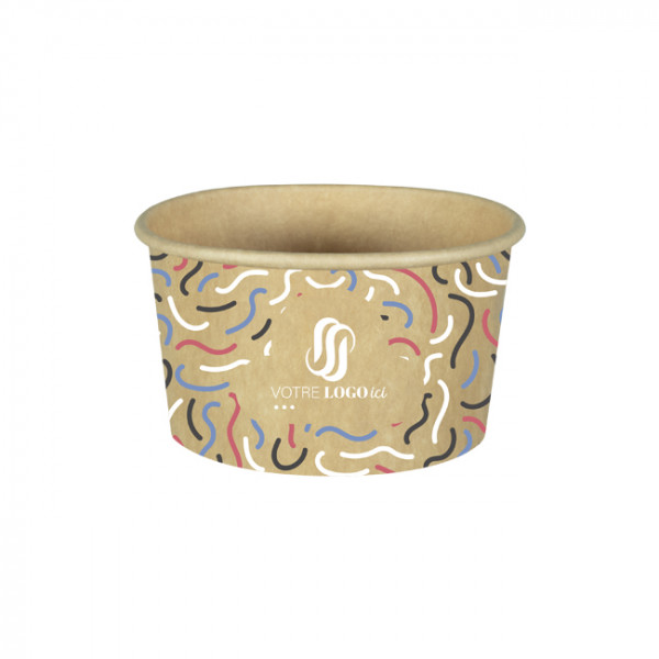 Tarrina de helado 8 Oz 100% cartón 0% plástico personalizada - Impresión hasta en 4 colores