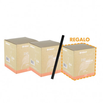 Pajita recta de cartón negro 14 cm Ø 8 mm : JUEGO DE 3 CAJAS