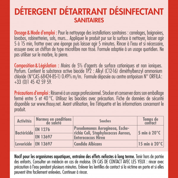 Instrucciones de uso Detergente desincrustante desinfectante para instalaciones sanitarias 5 L