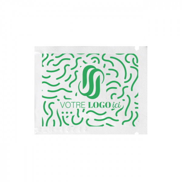 Toallita refrescante personalizada 6 x 8 cm - Bolsa blanca - Impresión hasta 3 colores