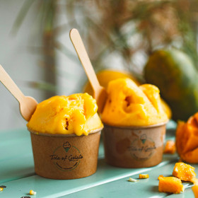 Tarrina de helado de cartón kraft personalizada con helado de frutas
