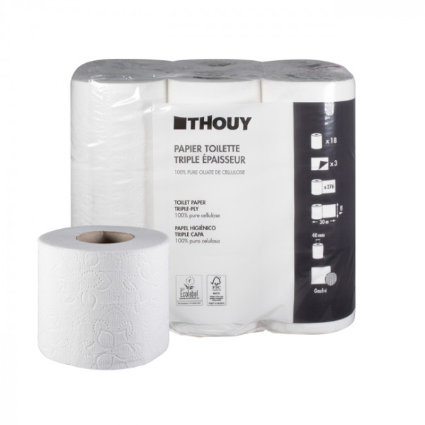 Papel higiénico de 3 capas - Guata pura - Rollos de 30 m