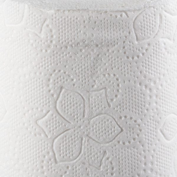 Papel higiénico de guata pura de doble capa con motivo floral en relieve