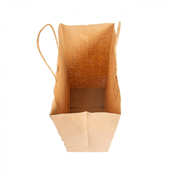 Bolsa de papel kraft resistente con asas trenzadas, de 26 + 14 x 32 cm