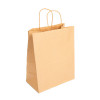 Bolsa de papel kraft resistente con asas trenzadas, de 26 + 14 x 32 cm