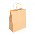 Bolsa de papel kraft resistente con asas trenzadas, de 26 + 14 x 32 cm