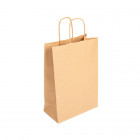 Bolsa tipo cabas de papel kraft resistente con asas trenzadas, 20 + 10 x 29 cm