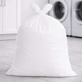 Bolsa de basura estándar blanca de 100 litros con cordón para atar