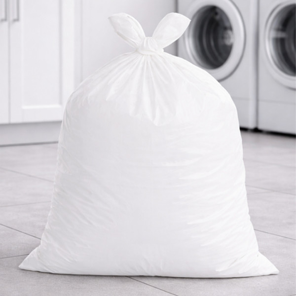 Bolsa de basura estándar blanca de 100 litros con cordón para atar