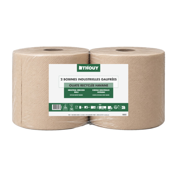 Bobina industrial de 2 capas - Guata reciclada color habano - 175 m