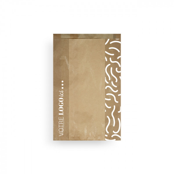 Bolsa brioche personalizada con ventana en papel kraft 24 x 8 x 32 cm - Impresión en hasta 3 colores