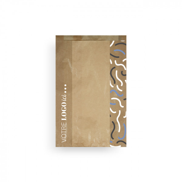 Bolsa brioche personalizada con ventana en papel kraft 24 x 8 x 32 cm - Impresión en hasta 3 colores