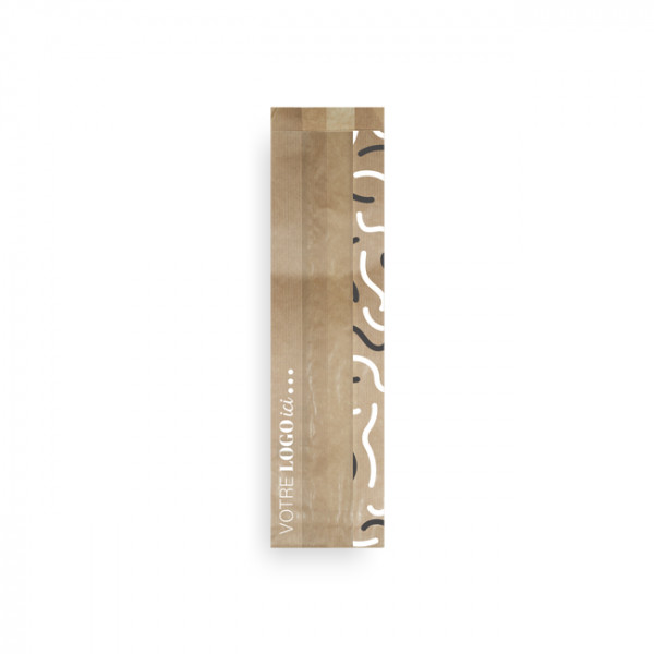 Bolsa para bocadillos con ventana personalizada en papel kraft 10 + 6 x 32 cm - Impresión en hasta 3 colores