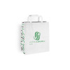 Bolsa de la compra personalizada de papel blanco 26 + 17 x 28 cm - Asas planas - Impresión hasta en 3 colores