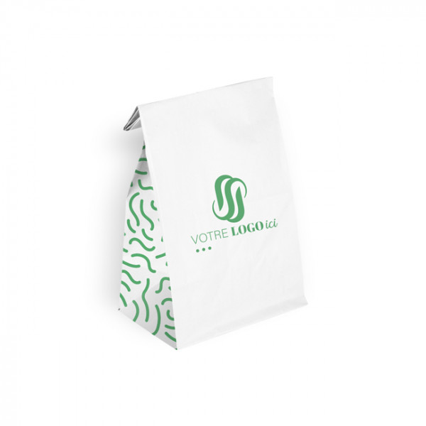 Bolsa SOS personalizada en papel blanco 22 + 10 x 35 cm - Impresión en hasta 3 colores