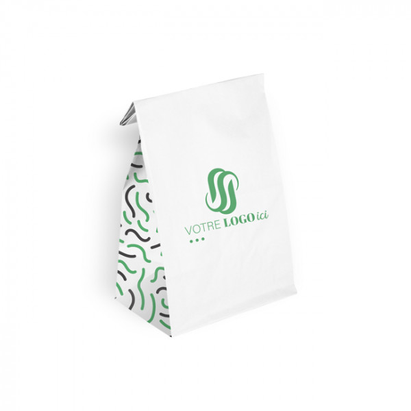 Bolsa SOS personalizada en papel blanco 22 + 10 x 35 cm - Impresión en hasta 3 colores