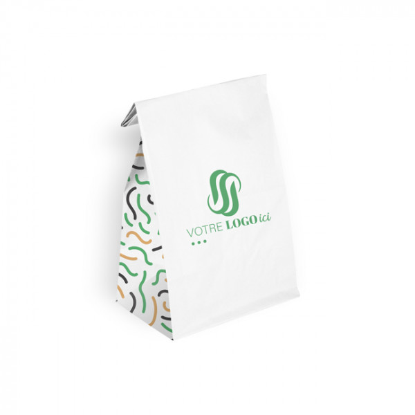 Bolsa SOS personalizada en papel blanco 22 + 10 x 35 cm - Impresión en hasta 3 colores