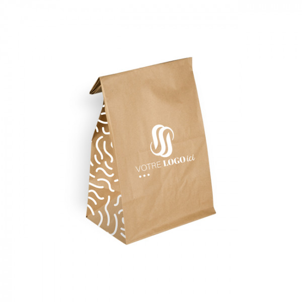 Bolsa SOS personalizada en papel kraft 32 + 16 x 34,5 cm - Impresión en hasta 3 colores