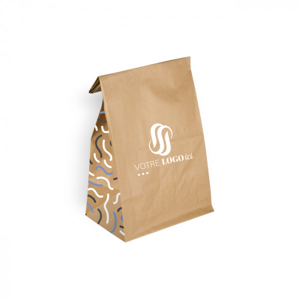 Bolsa SOS personalizada en papel kraft 32 + 16 x 34,5 cm - Impresión en hasta 3 colores