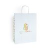 Bolsa de mano personalizada en papel blanco 32 + 11 x 42 cm - Asas trenzadas - Impresión en 1 color o cuatricromía