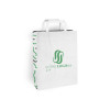Bolsa de la compra personalizada de papel blanco 26 + 10 x 35 cm - Asas planas - Impresa hasta en 3 colores