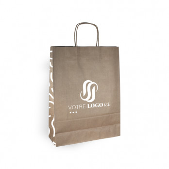 Bolsa de la compra personalizada en papel kraft 32 + 12 x 41 cm - Asas retorcidas - Impresión en hasta 3 colores