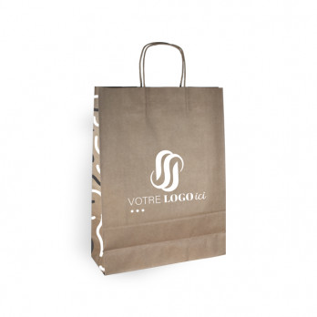 Bolsa de la compra personalizada en papel kraft 32 + 12 x 41 cm - Asas retorcidas - Impresión en hasta 3 colores