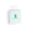 Bolsa de mano personalizada en papel blanco 27 + 16 x 31 cm - Asas trenzadas - Impresión en 1 color o cuatricromía