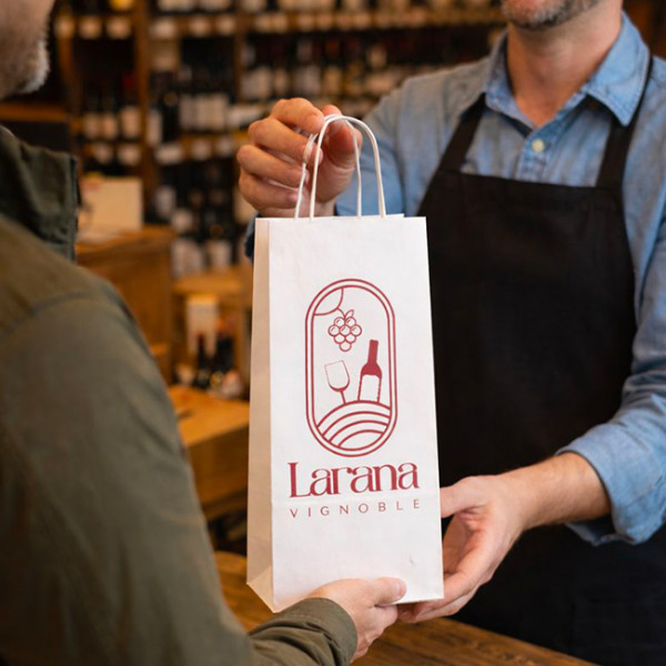 Ventas con bolsa personalizada para botellas: tienda de viñedos, tienda de vinos, enólogo